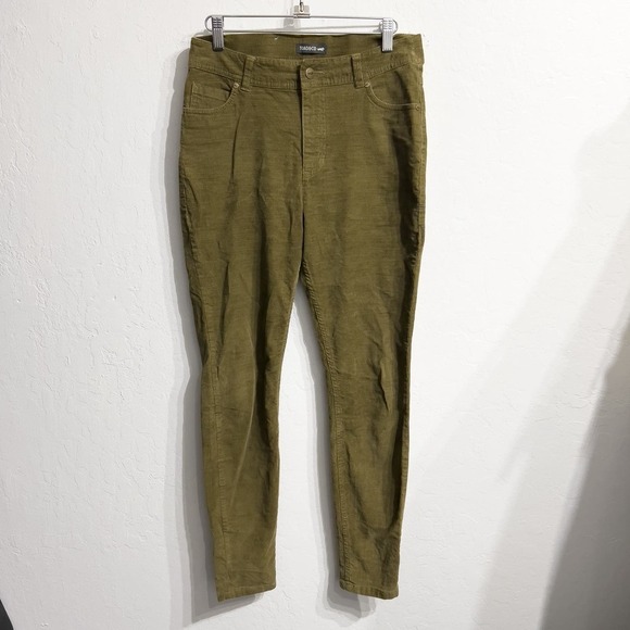 Toad Co Karuna Cord Corduroy 5 Pocket Skinny Pants 4 Olive Green Stretch - Picture 1 of 7